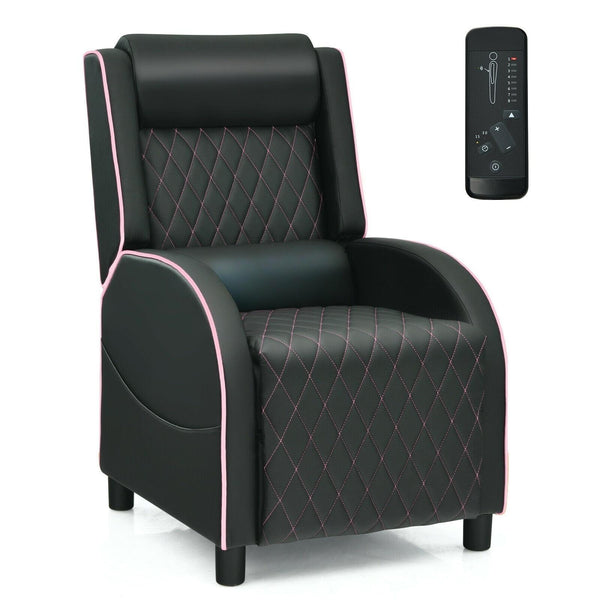 Massage Gaming Recliner Chair with Headrest and Adjustable Backrest for Home Theater