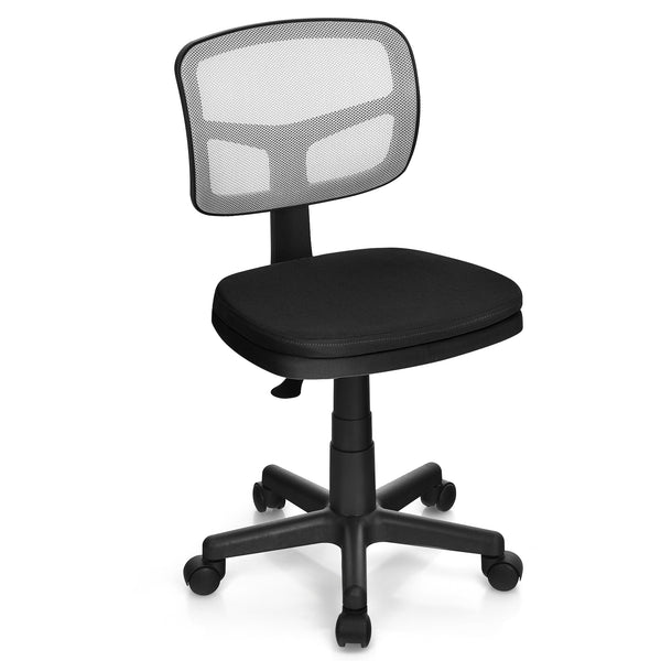 Armless Computer Chair Height-Adjustable with Breathable Mesh for Home Office