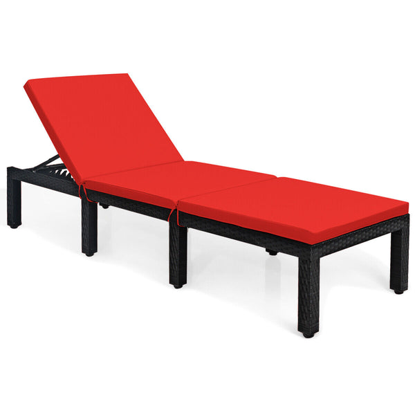 Patio Rattan Cushioned Height Adjustable Lounge ChairOff