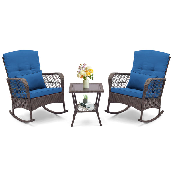 3 Pieces Rocking Bistro Set with 2-Tier Table