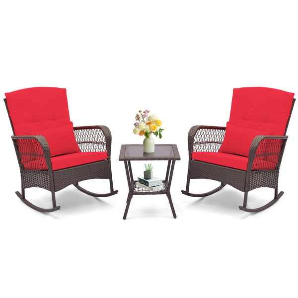 3 Pieces Rocking Bistro Set with 2-Tier Table