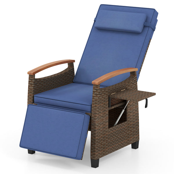 Patio Wicker Recliner Chair with Adjustable Backrest and Footrest