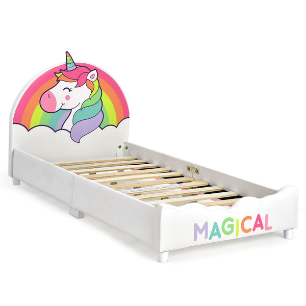 Children's Twin Size Upholstered Platform Bed ¨C Single Bed Frame