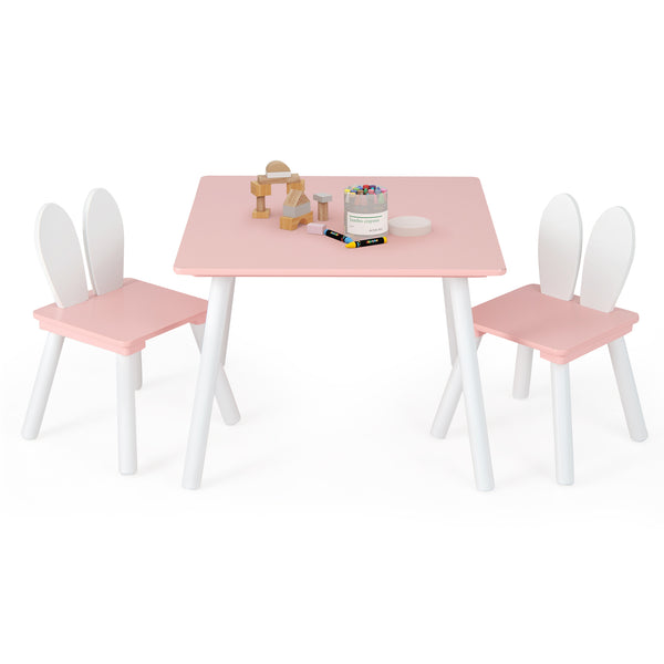 3 Pieces Kids Table and Chairs Set for Arts Crafts Snack Time