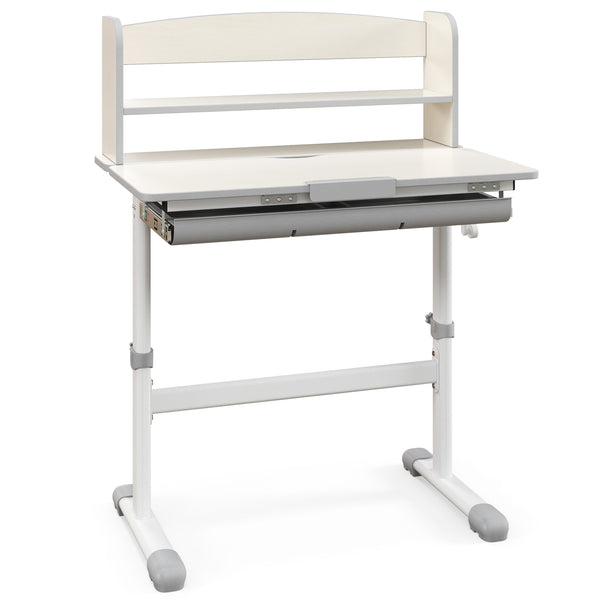 Height Adjustable Kids Study Desk with Tilt Desktop and Storage Shelves