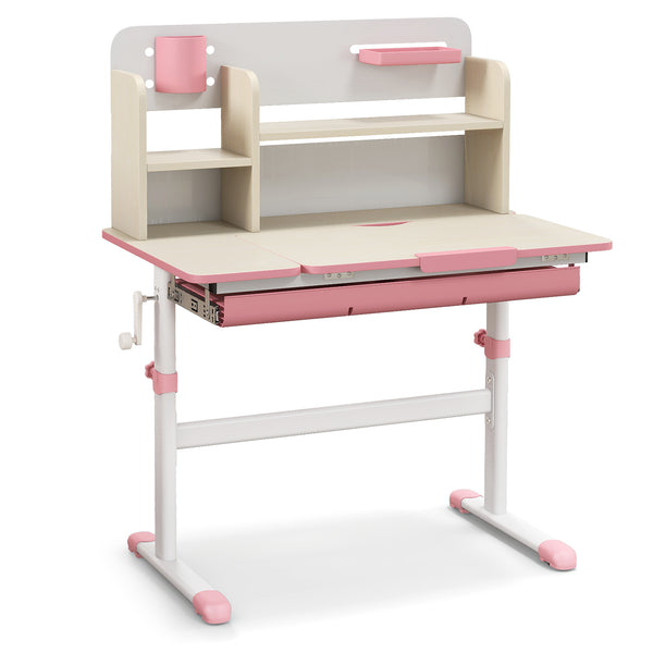 Height Adjustable Kids Study Desk with Tilt Desktop for 3-12 Years Old