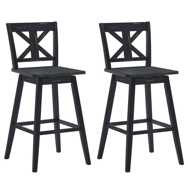 Set of 2 360-Degree Swivel Bar Stools for Home Restaurant