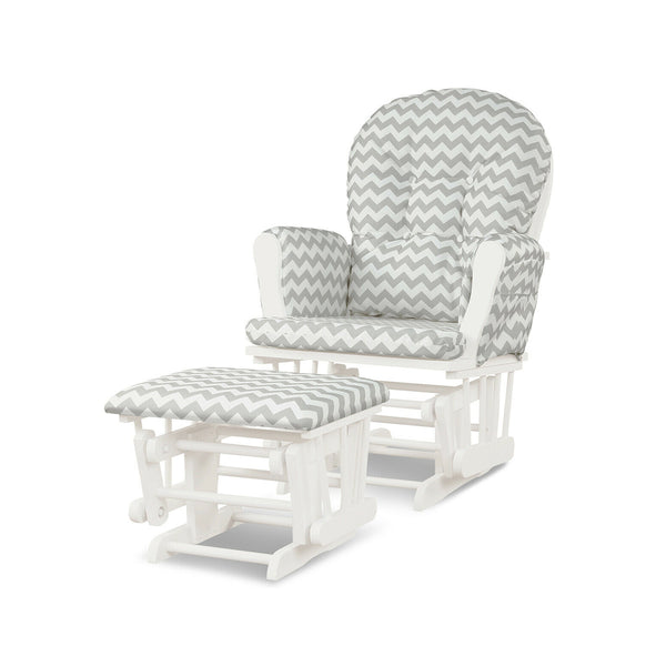 Wood Glider and Ottoman Set with Padded Armrests and Detachable Cushion