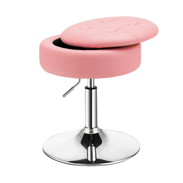 Adjustable Swivel Storage Vanity Stool with Removable Tray