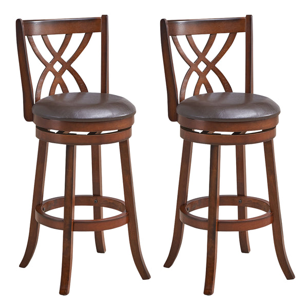 Swivel Counter Height Chairs with PU Leather Cushioned Seat and Footrests-30 inches