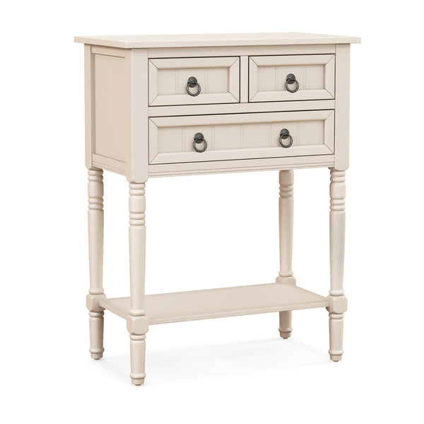 Narrow Console Table with 3 Storage Drawers and Open Bottom Shelf