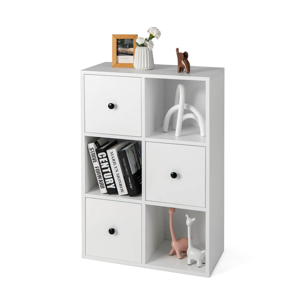 3-Tier Bookcase with Anti-toppling Device for Living Room