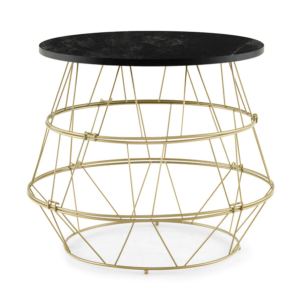 Round Metal Frame End Table with Removable Top