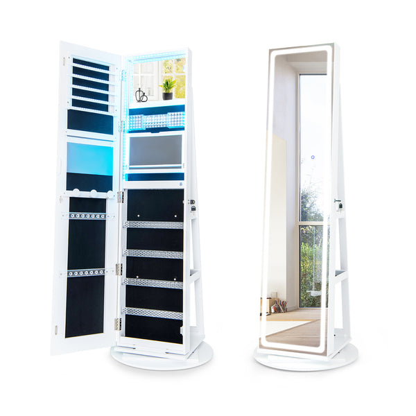Standing Jewelry Cabinet with Adjustable LED Lights