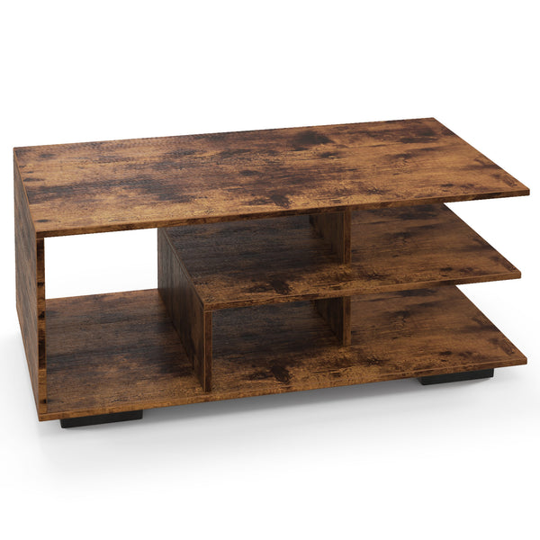 Rectangular Table with L-shaped Middle Shelf