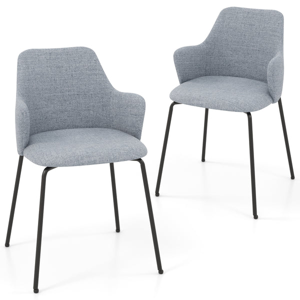 Dining Chairs Set of 2 with Curved Backrest Wide Seat and Armrests