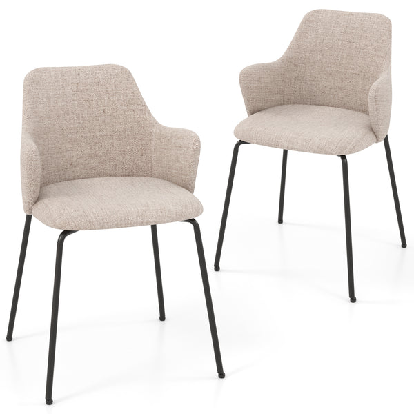 Dining Chairs Set of 2 with Curved Backrest Wide Seat and Armrests