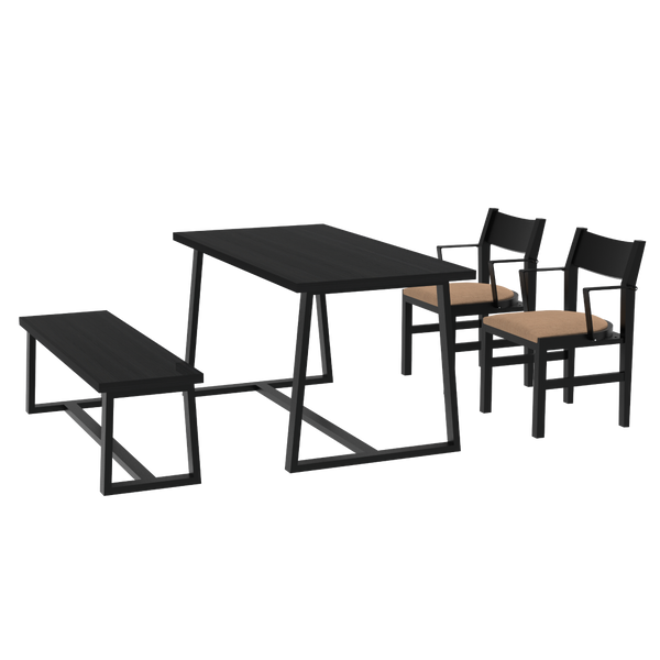4-Person Dining Table Set with Chairs and Bench