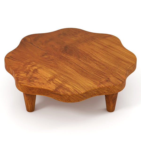 16 in Teak Wood Pedestal Stand for Aroma and Snacks