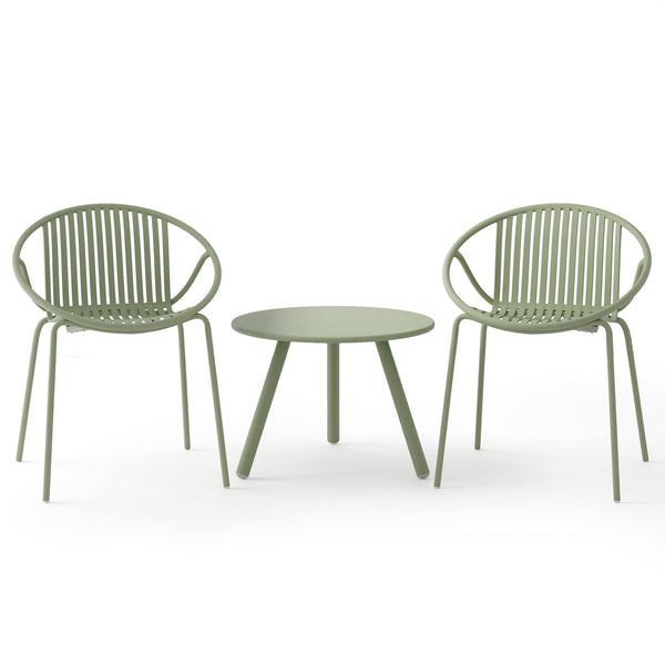 All Weather PP Patio Conversation Set with Round table and 2 Chairs
