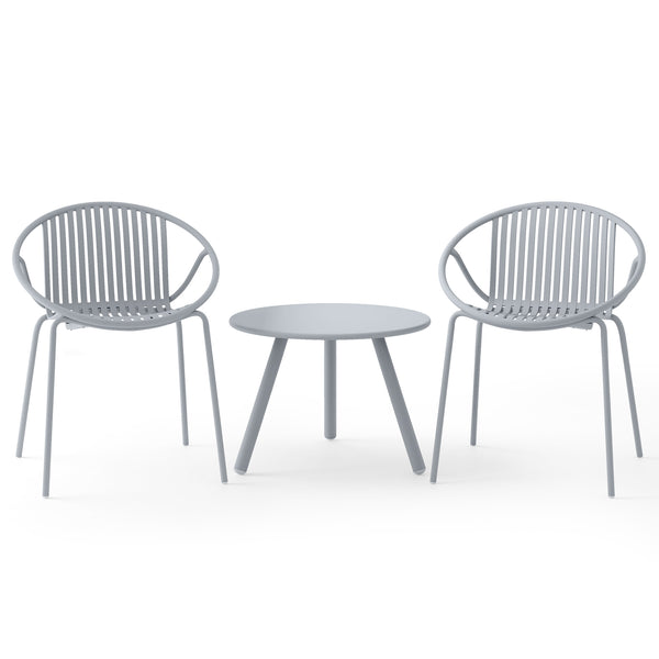 All Weather PP Patio Conversation Set with Round table and 2 Chairs