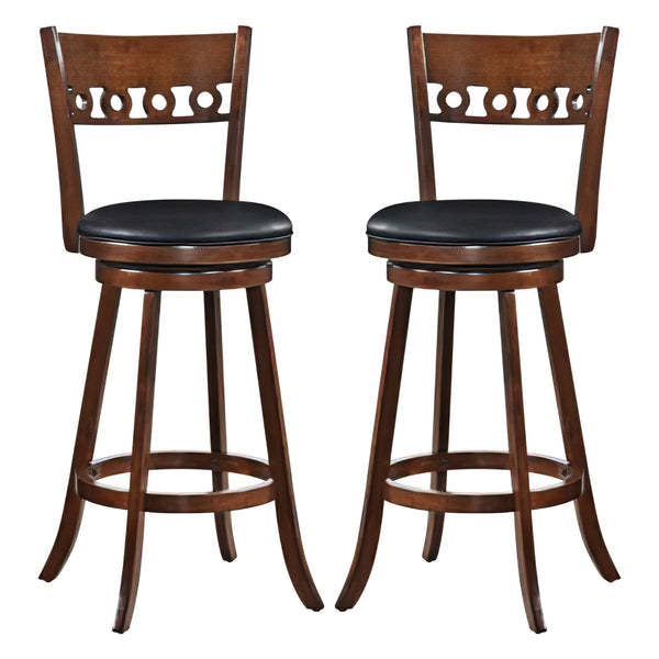 Set of 2 Swivel Bar Stools with Rubber Wood Frame-30.5 inches