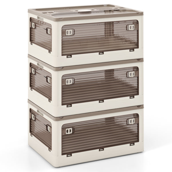 3-Pack Stackable Storage Bins with Lids, 5 Opening Ways - 8 Gal