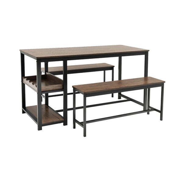 3 Pieces Dining Table Set for 4 with Wine Rack