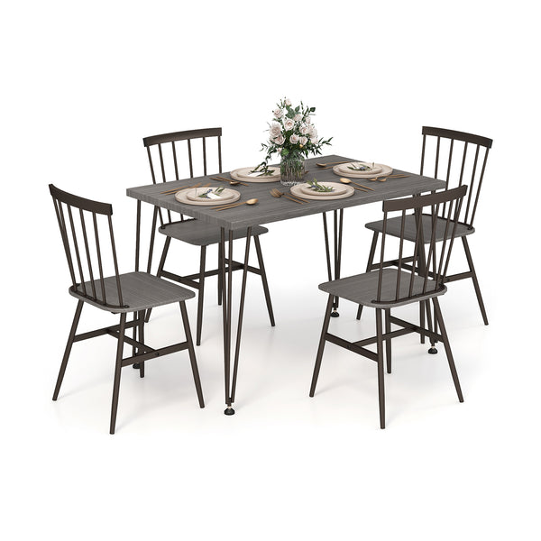 5-Piece Dining Table Set for 4 with Swivel Feet for Small Place