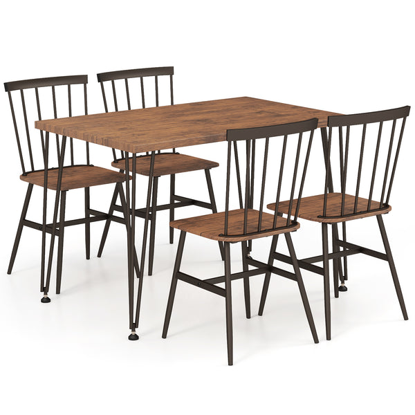 5-Piece Dining Table Set for 4 with Swivel Feet for Small Place