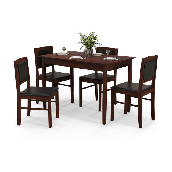 5-Piece Dining Set for 4 with Sturdy Rubber Wood Legs for Compact Spaces