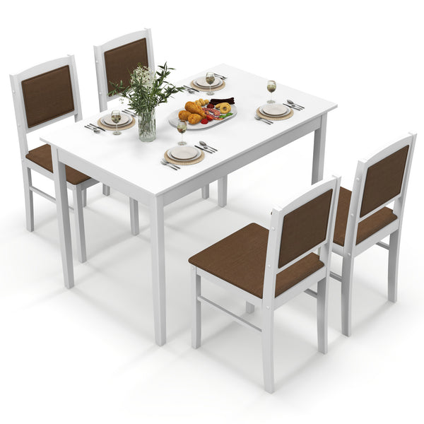5-Piece Dining Set for 4 with Rubber Wood Legs for Small Dining Room