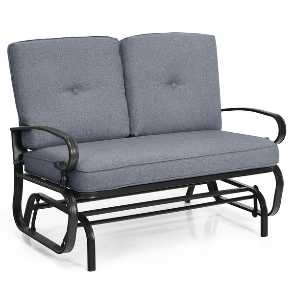 2 Seats Outdoor Swing Glider Chair with Comfortable Cushions