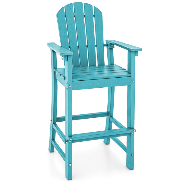 30-Inch Counter Height Outdoor Bar Stool with Armrests, Footrest, and HDPE Frame