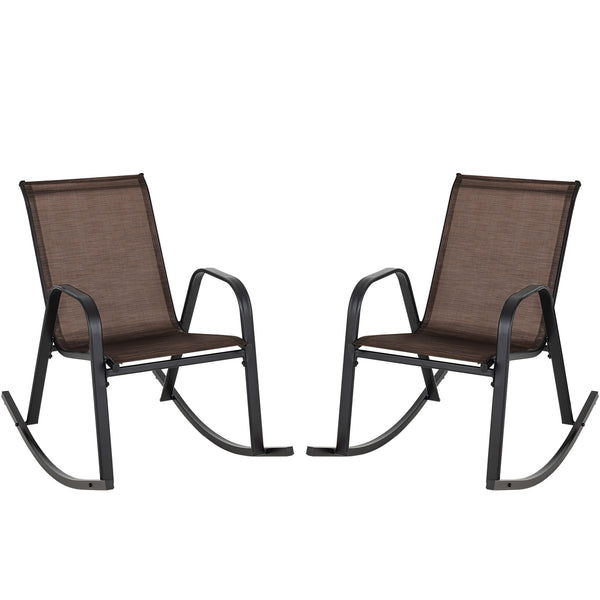 Set of 2 Heavy-Duty Metal Patio Rocking Chair with Breathable Seat Fabric