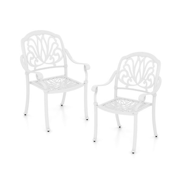 2 Pieces Patio Cast Aluminum Dining Chairs with Armrests