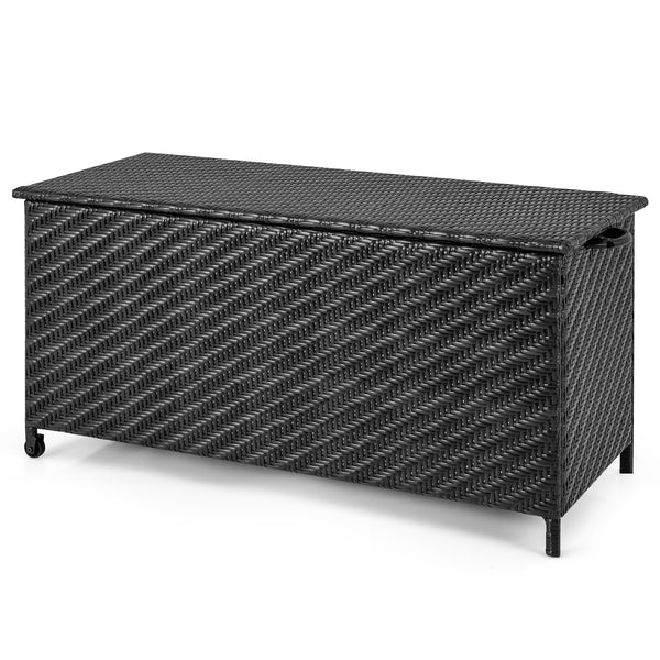 85 Gallon Outdoor Storage Box with Removable Liner and Universal Wheels