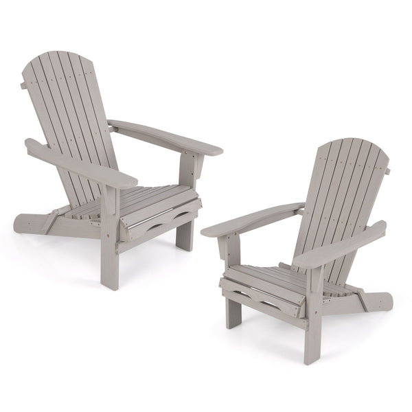 Folding Adirondack Chair Set of 2 with High Backrest and Wide Armrests