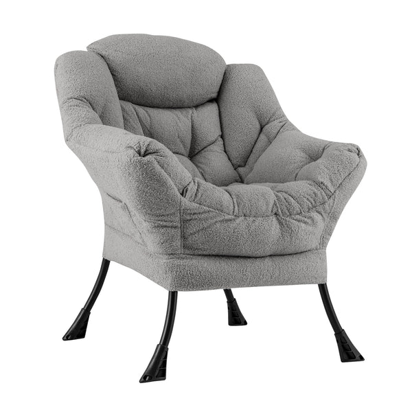 Sherpa Upholstered Accent Chair with Cozy Head Pillow