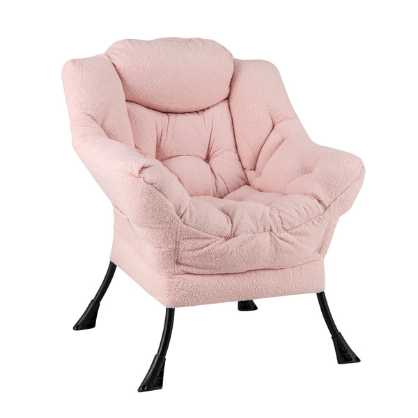 Sherpa Upholstered Accent Chair with Cozy Head Pillow