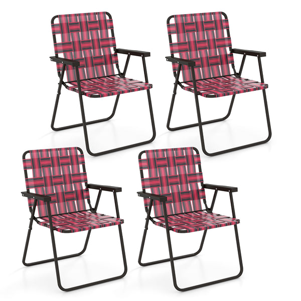 4 Pieces Folding Beach Chair Camping Lawn Webbing Chair