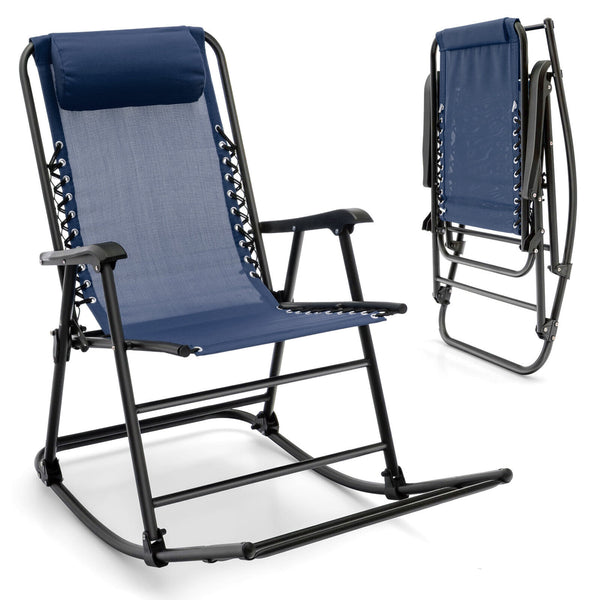 Outdoor Patio Camping Lightweight Folding Rocking Chair with Footrest