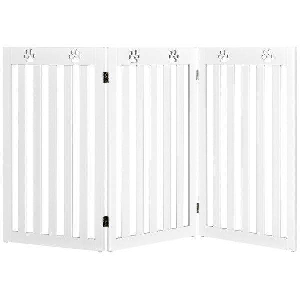 36 Inch Folding Wooden Freestanding Pet Gate Dog Gate with Flexible Hinge