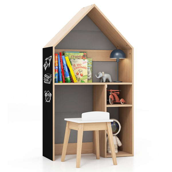 2-in-1 Kids House-Shaped Table and Chair Set