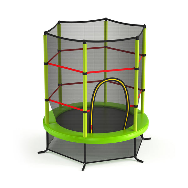 55 Inch Kids Recreational Trampoline Bouncing Jumping Mat with Enclosure Net