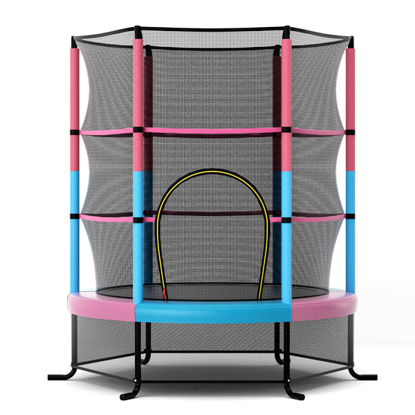 55 Inch Kids Recreational Trampoline Bouncing Jumping Mat with Enclosure Net