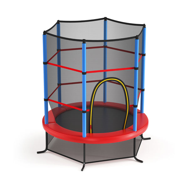 55 Inch Kids Recreational Trampoline Bouncing Jumping Mat with Enclosure Net