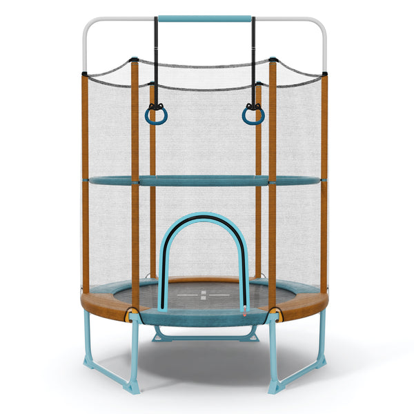60 Inch Trampoline with Gymnastic Bar and Rings for Kids