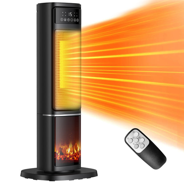 Vebreda 1500W Electric Ceramic Tower Space Heater with Remote, Black