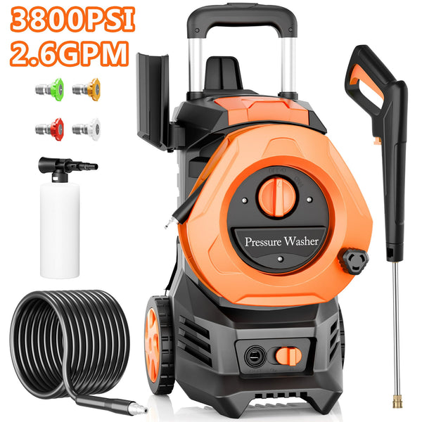 Vebreda 3800PSI Electric Pressure Washer with 4 Quick Connect Nozzlese 2.6 GPM 1800W, Blue